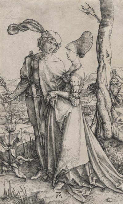 El Paseo o Pareja Joven Amenazada por la Muerte, c.1498 de Albrecht Dürer